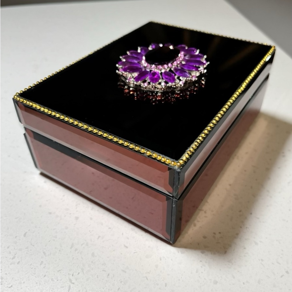 Dark purple, light Purple & pink hues. Jewelry Box with Gold Accents